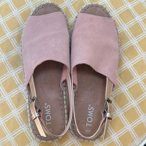 Toms Clara bloom suede / rose gold open toed espadrille
